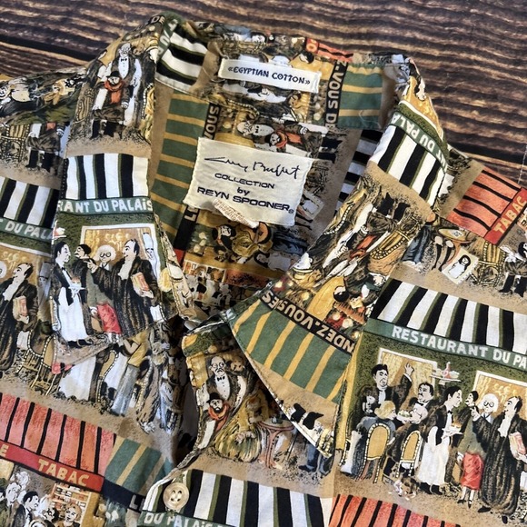 reyn spooner Other - VTG Reyn Spooner Guy Buffet Egyptian Cotton Cafe Le Metropole Button Up Size XL